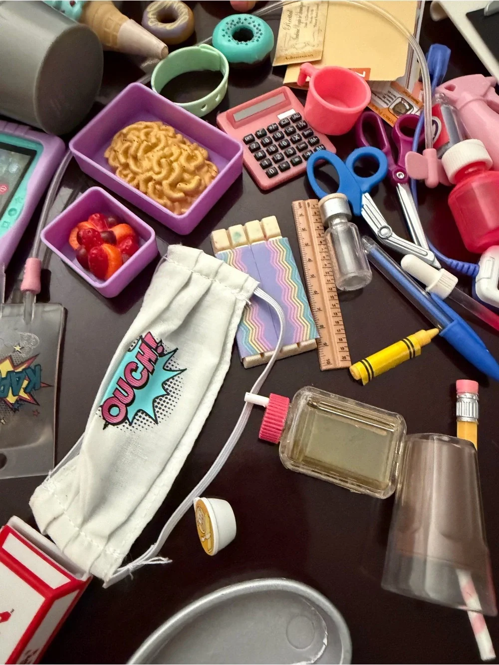 Our generation sets: food, doctor office, school, and some other accessories